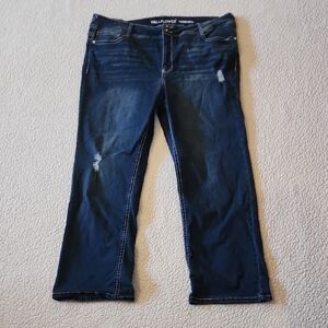 Wallflower The Luscious Curvy Fit Wide Leg Distressed High-rise Cotton Jeans